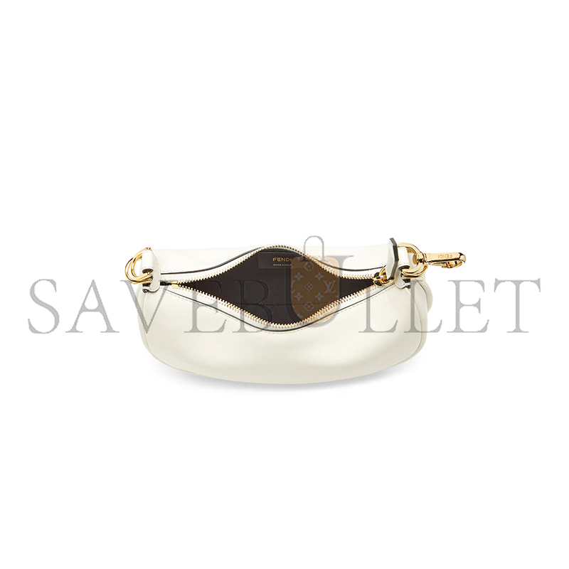 FENDI FENDIGRAPHY MINI WHITE LEATHER MINI BAG 8BS081A5DYF1HEL (20*13*7.5cm)